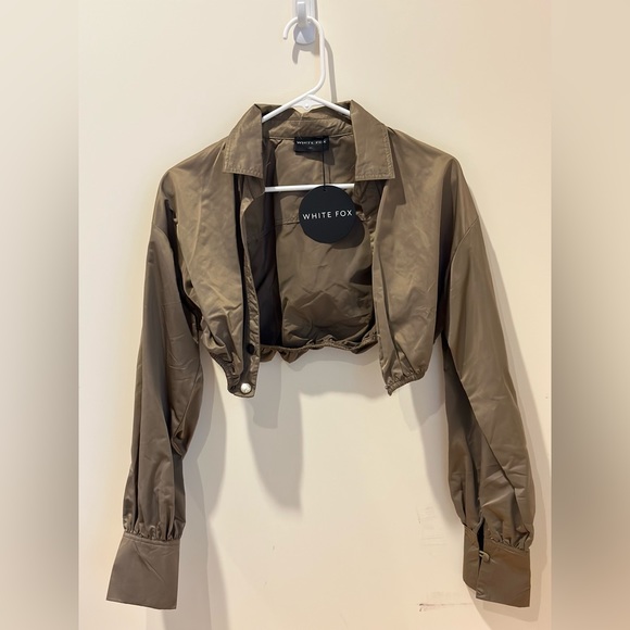 Womens Long Sleeve Crop Top, Brown, White Fox, XS NWT - Picture 3 of 10